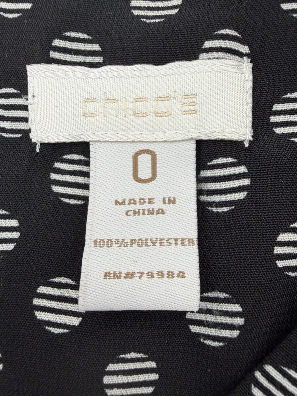 Chico’s Black & White Polka Dot Tie Front Blouse Size 0 Small - Picture 3 of 9